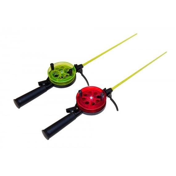 Удочка зимняя ТРИ КИТА "Техно" диаметр 75, с пробковой ручкой (хлыст поликарбонат) красная, фото 