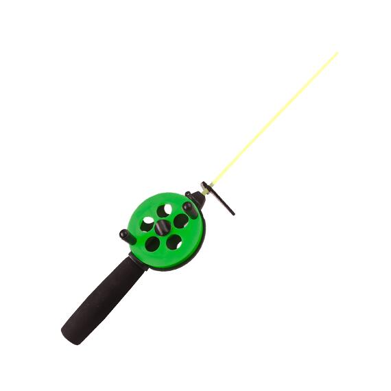 Удочка зимняя ТРИ КИТА "Профи" УП-2 с неопреновой ручкой (хлыст поликарбонат) зелёная, фото 