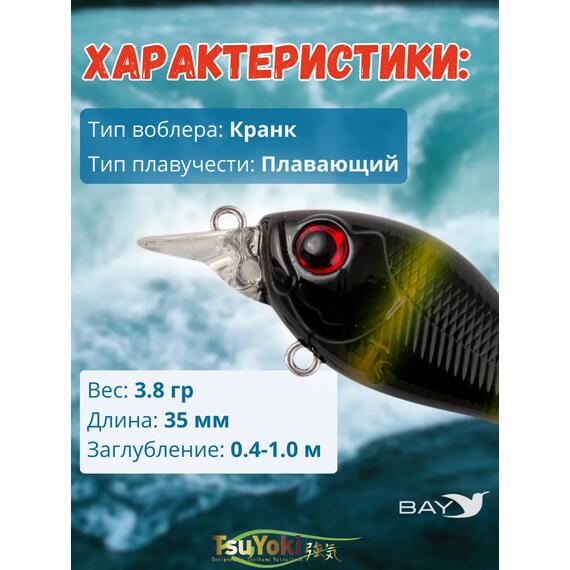 Воблер TsuYoki GAMBIT 35F 621, Цвет: 621, Вес воблера (г): 10, Длина воблера (мм): 35, фото , изображение 2