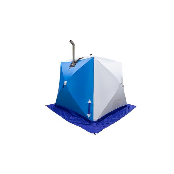 Палатка зимняя СТЭК КУБ 3Т трехслойная, дышащая с выводом под трубу (2.2х2.2х2.05м), фото 