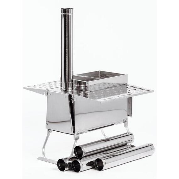 Печь-камин "ИНВЕНТ ПРО" средняя 610х300х360 (нерж.сталь 0,8 мм) экраны-трансформеры толщиной 1 мм. + короб для камней, фото , изображение 10