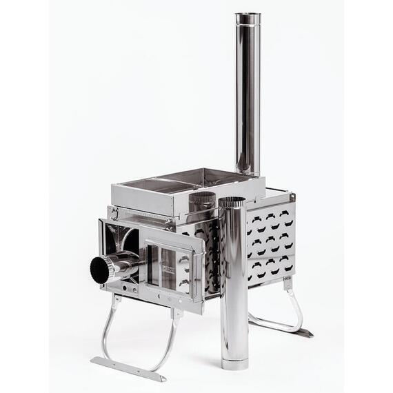 Печь-камин "ИНВЕНТ ПРО" малая 440х300х340 (нерж.сталь 0,8 мм) экраны-трансформеры толщиной 1 мм. + короб для камней, фото , изображение 11