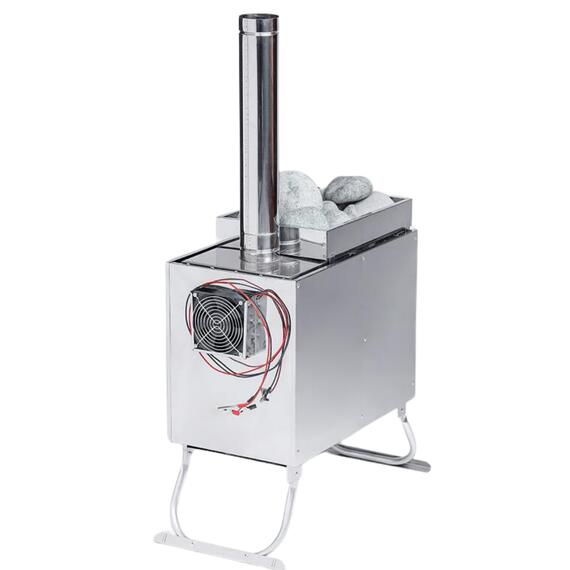 Печь-камин "ИНВЕНТ" средняя со встроенным теплообменником с вентилятором 610х300х470 (нерж.сталь 0,8 мм) со стационарными экранами + короб для камней, фото , изображение 11