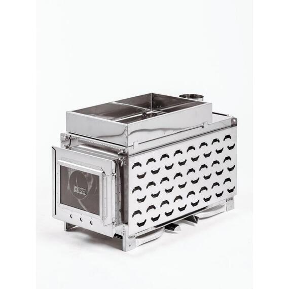 Печь-камин "ИНВЕНТ ПРО" средняя 610х300х360 (нерж.сталь 0,8 мм) экраны-трансформеры толщиной 1 мм. + короб для камней, фото , изображение 12