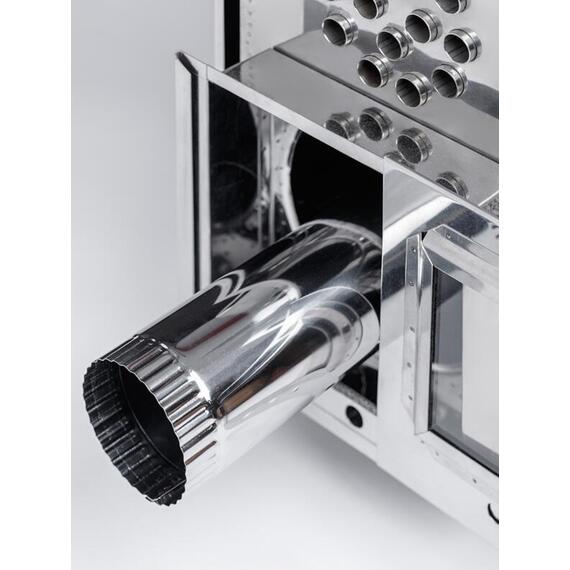 Печь-камин "ИНВЕНТ" средняя со встроенным теплообменником с вентилятором 610х300х470 (нерж.сталь 0,8 мм) со стационарными экранами + короб для камней, фото , изображение 14