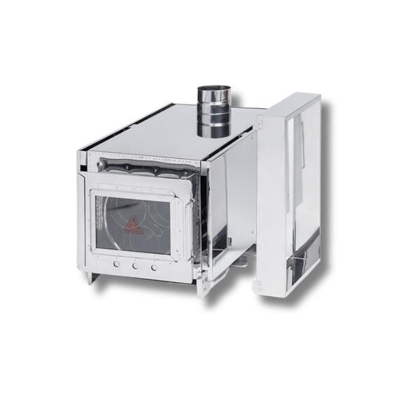 Печь-камин "ИНВЕНТ" большая 610х350х410 (нерж.сталь 0,8 мм) со стационарными экранами + короб для камней, фото , изображение 8