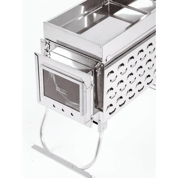 Печь-камин "ИНВЕНТ ПРО" средняя 610х300х360 (нерж.сталь 0,8 мм) экраны-трансформеры толщиной 1 мм. + короб для камней, фото , изображение 9