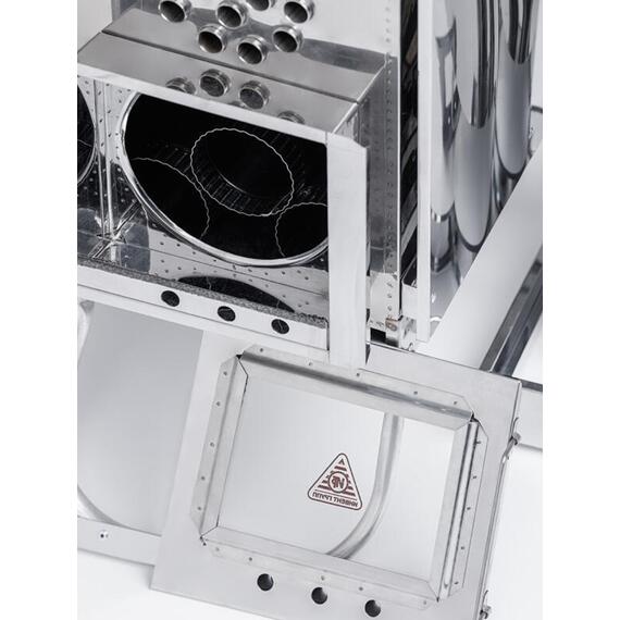 Печь-камин "ИНВЕНТ" средняя со встроенным теплообменником с вентилятором 610х300х470 (нерж.сталь 0,8 мм) со стационарными экранами + короб для камней, фото , изображение 9