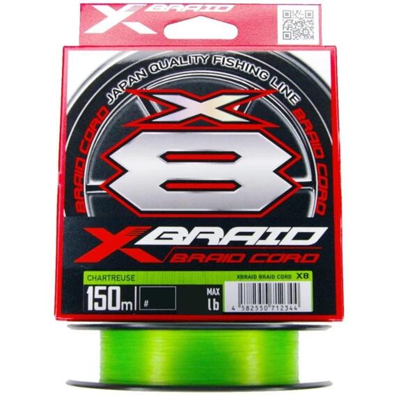 Шнур YGK X-Braid Braid Cord X8 150m Chartreuse #2.0, 0.235мм, 35lb, 15.8кг, Расцветка: ярко-зеленый, Диаметр лески: 0.235 мм, Размотка: 150 м, фото 