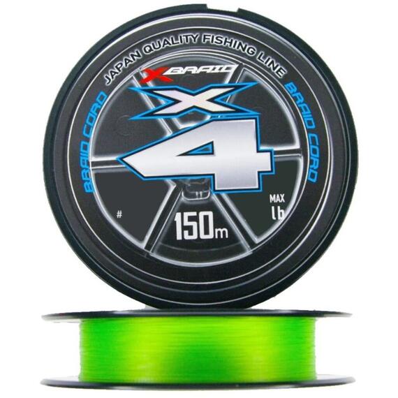 Шнур YGK X-Braid Braid Cord X4 150m Chartreuse #0.3, 0.090мм, 6lb, 2.7кг, Цвет: ярко-зеленый, Вес: 0, Расцветка: ярко-зеленый, Диаметр лески: 0,090 мм, Размотка: 150 м, Разрывная нагрузка: 6 lb, фото , изображение 2