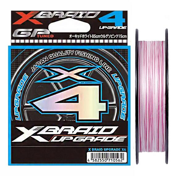 Шнур YGK X-Braid Upgrade X4 150м White Pink #0.3, 0.090мм, 6lb, 2.7кг, Расцветка: бело-розовый, Диаметр лески: 0.090 мм, Размотка: 150 м, фото 