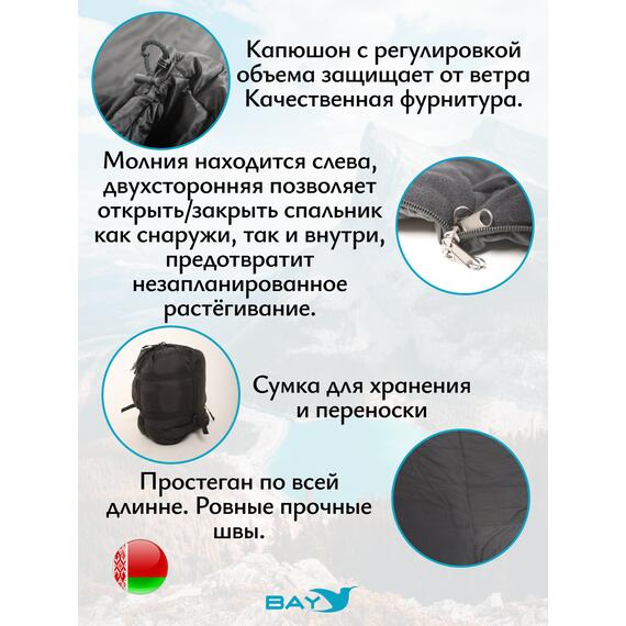 Спальный мешок одеяло с капюшоном ThermoProActive -20 (225x90) синий темный, Цвет: синий темный, Размер: 225x90, фото , изображение 3