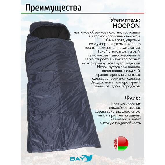 Спальный мешок одеяло с капюшоном ThermoProActive -20 (225x90) синий темный, Цвет: синий темный, Размер: 225x90, фото , изображение 4
