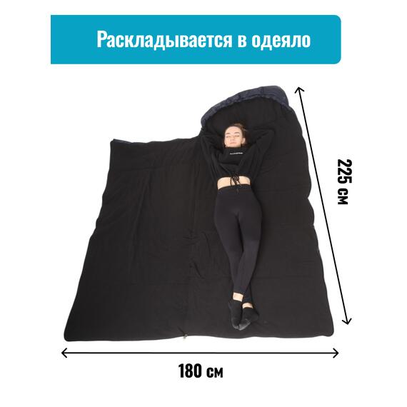 Спальный мешок одеяло с капюшоном ThermoProActive -20 (225x90) синий темный, Цвет: синий темный, Размер: 225x90, фото , изображение 8