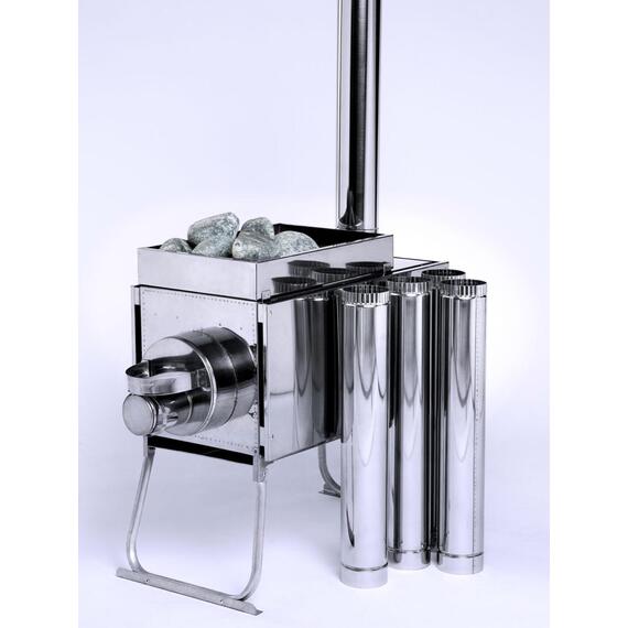 Печь "ИНВЕНТ" экономка малая 500х280х340 (нерж.сталь 0,8 мм) со стационарными экранами + короб для камней, фото , изображение 13