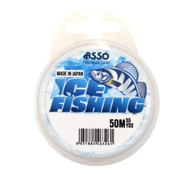 Леска монофильная зимняя ASSO ICE FISHING 50м 0,102мм прозр., Диаметр лески: 0,102, Размотка: 50 м, Разрывная нагрузка: 0,9 кг, фото 