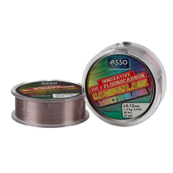 Поводочный материал ASSO CAMOUFLAGE 100% FLUOROCARBON 50м 0,35мм разноцв., Диаметр лески: 0,35, Размотка: 50 м, Разрывная нагрузка: 8,9 кг, фото 