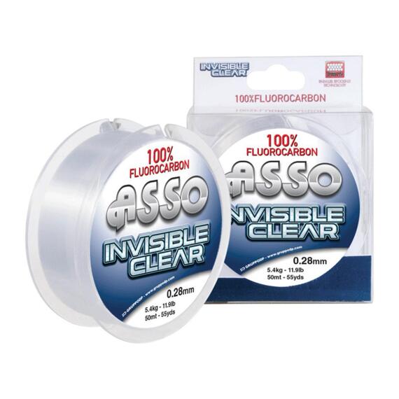 Поводочный материал ASSO INVISIBLE CLEAR 100% FLUOROCARBON 50м 0,50мм прозр., Диаметр лески: 0,5, Размотка: 50 м, Разрывная нагрузка: 14,2 кг, фото 