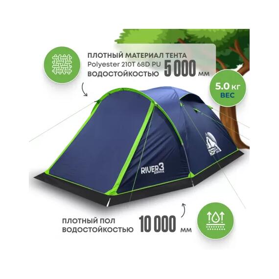 Палатка RSP River 3 для туризма и кемпинга, синий, фото , изображение 3