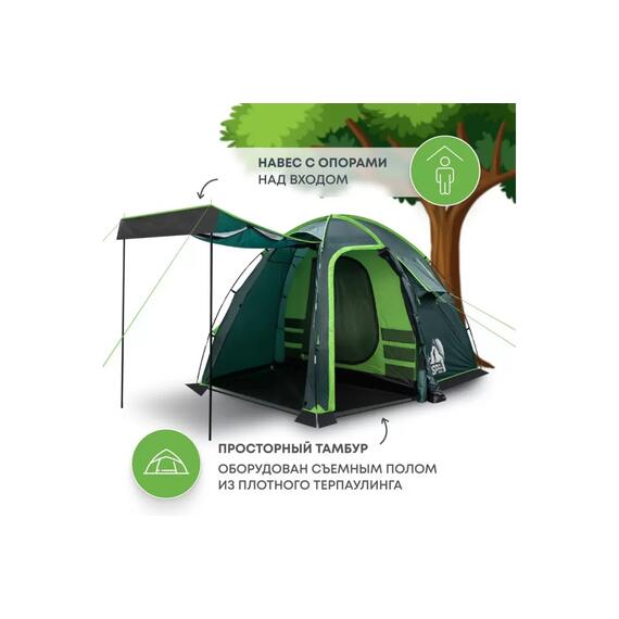 Палатка RSP Sharl 3 для туризма и кемпинга, зеленый, фото , изображение 3