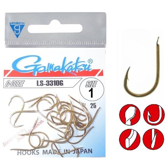 Крючки GAMAKATSU LS-3310G (GOLD) size 006, 25st, фото 
