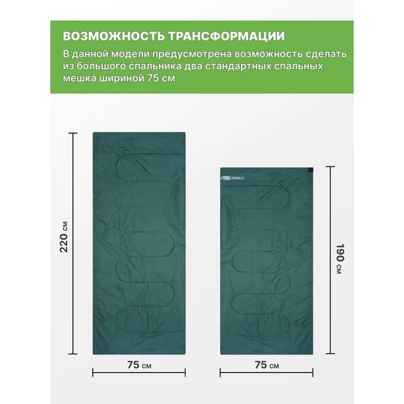 Спальный мешок RSP FAMILY 350 DOUBLE, зеленый, фото , изображение 6