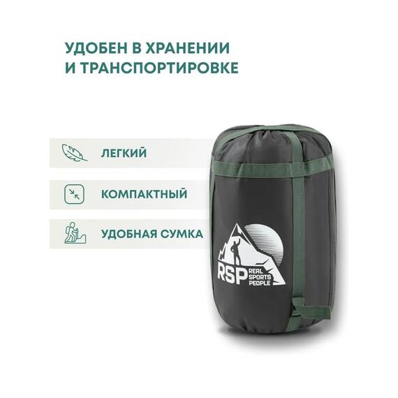 Спальный мешок RSP SLEEP 250 BIG зеленый, левая молния, фото , изображение 6