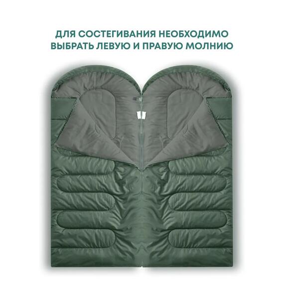 Спальный мешок RSP SLEEP 250 BIG зеленый, левая молния, фото , изображение 5