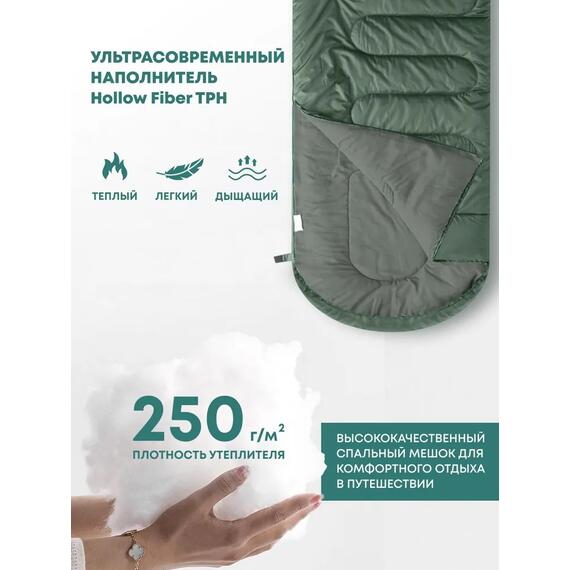 Спальный мешок RSP SLEEP 250 BIG зеленый, левая молния, фото , изображение 3
