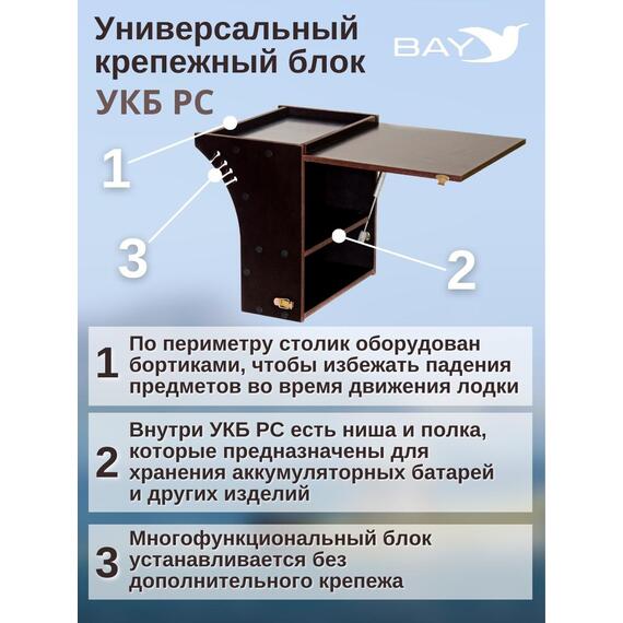 Столик для лодки ПВХ Универсальный крепежный блок радиус средний + столик/дверца (УКБ РС), фото , изображение 4