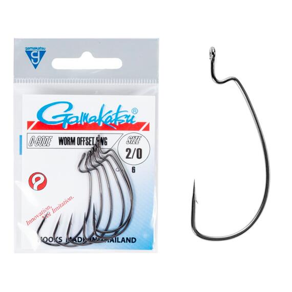 Крючки GAMAKATSU HOOK WORM OFFSET EWG SL NS 2/0, Размер: 2/0, фото 