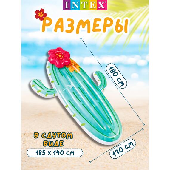 58793 Плот для плавания кактус Intex, 185 х 140 см , фото , изображение 3