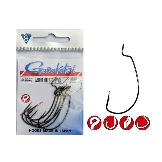 Крючки GAMAKATSU HOOK WORM OFFSET EWG NS #4/0, фото 