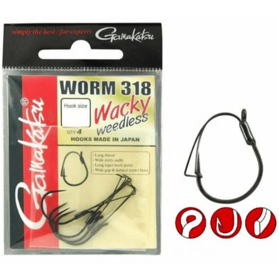 Крючки GAMAKATSU WORM 318 WACKY WEEDLESS #2, фото , изображение 2