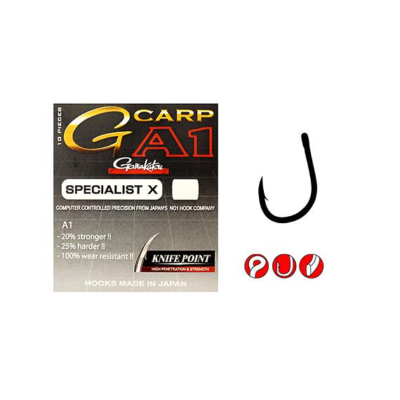 Крючки GAMAKATSU G-CARP A1 SPECIALIST X Knife Point,size 004, 10st, Размер: 4, фото 