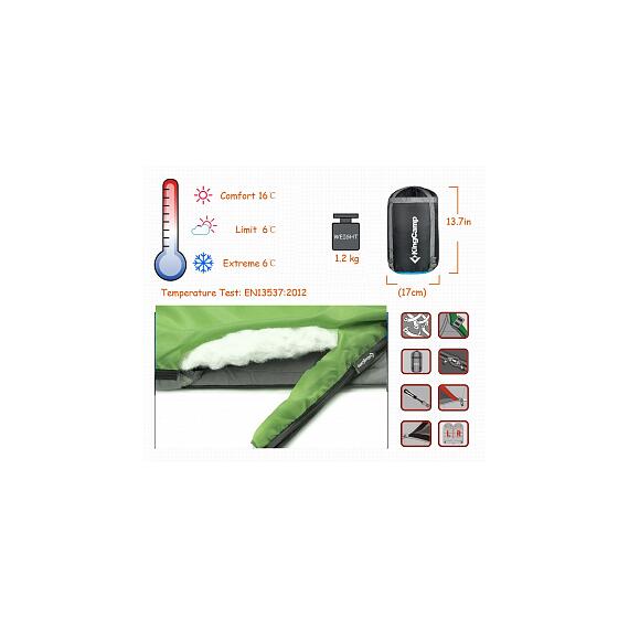 Спальный мешок KingCamp Oasis 200 +6С 8014 green, фото , изображение 5