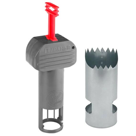 Набор Кротоловка Пиранья серая с красной ручкой + цилиндр, Цвет: серый + красный, Вес, гр: 330, фото 