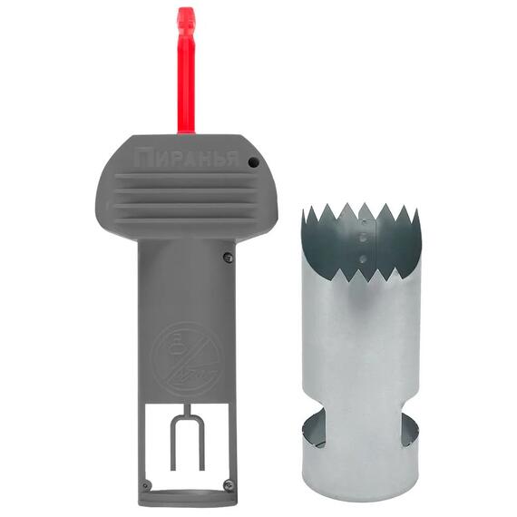 Набор Кротоловка Пиранья серая с красной ручкой + цилиндр, Цвет: серый + красный, Вес, гр: 330, фото , изображение 2