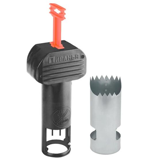 Набор Кротоловка Пиранья черная с красной ручкой + цилиндр, Цвет: черный + красный, Вес, гр: 330, фото 