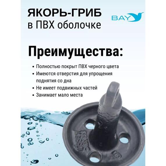 Якорь гриб для лодки ПВХ 3.6 кг (8 фунтов), фото , изображение 3