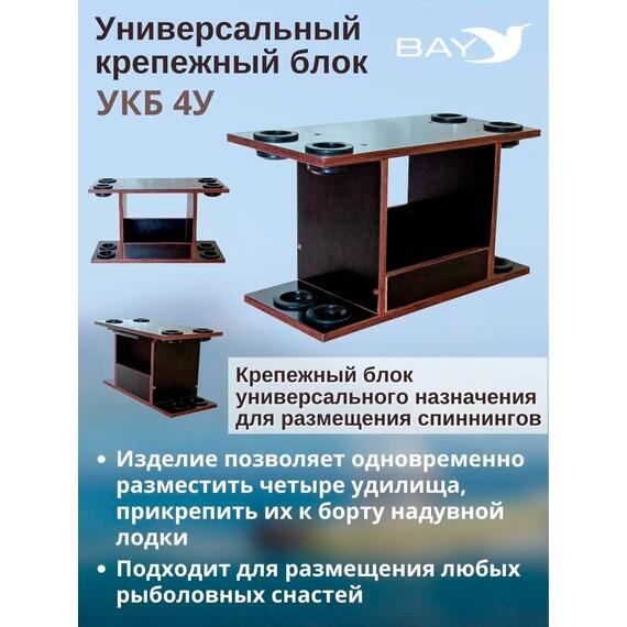 Готовый набор: Столик для лодки ПВХ + Крепление эхолота 7-9", Универсальный крепежный блок с отверстиями под 4 удилища (УКБ 4У), фото , изображение 3