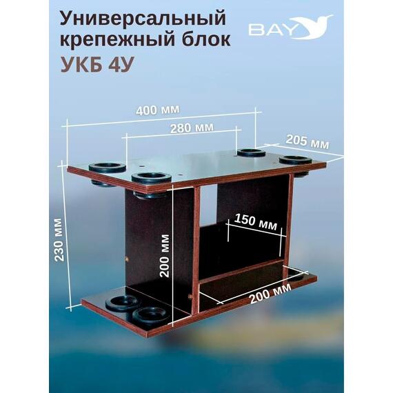Готовый набор: Столик для лодки ПВХ + Крепление эхолота 7-9", Универсальный крепежный блок с отверстиями под 4 удилища (УКБ 4У), фото , изображение 2