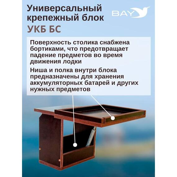 Готовый набор: Столик для лодки ПВХ + Крепление экрана эхолота 7-9". УКБ + столик/дверца (УКБ БС) Универсальный крепежный блок, фото , изображение 4