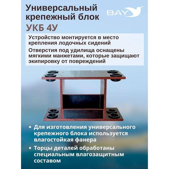Готовый набор: Столик для лодки ПВХ + Крепление эхолота 7-9", Универсальный крепежный блок с отверстиями под 4 удилища (УКБ 4У), фото , изображение 4