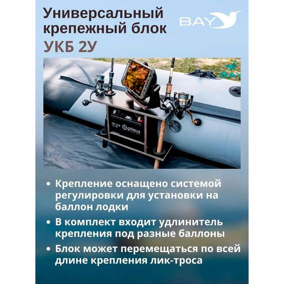 Готовый набор: Столик для лодки ПВХ + Крепление экрана эхолота 10", УКБ с отверстиями 2 удилища (УКБ 2У) Универсальный крепежный блок, фото , изображение 6