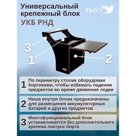 Готовый набор: Столик для лодки ПВХ + Крепление экрана эхолота 7-9", Универсальный крепежный блок BAY УКБ РНД, фото , изображение 4