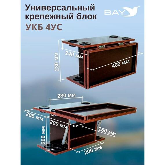 Готовый набор:Столик для лодки ПВХ + Крепление эхолота 10".Универсальный крепежный блок с отверстиями под 4 удилища+столик/дверца (УКБ 4УС), фото , изображение 2