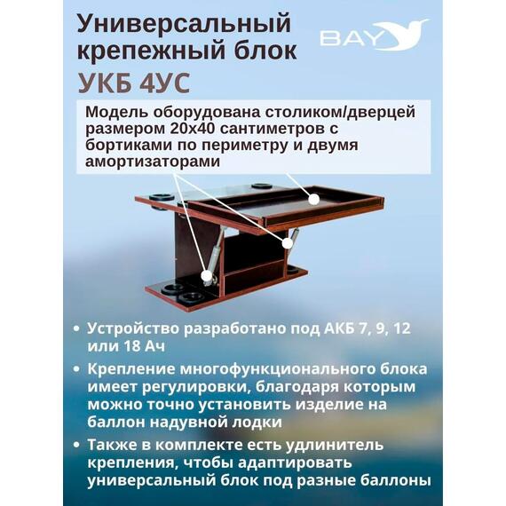 Готовый набор:Столик для лодки ПВХ + Крепление эхолота 10".Универсальный крепежный блок с отверстиями под 4 удилища+столик/дверца (УКБ 4УС), фото , изображение 4