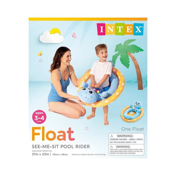 59570 Круг для плавания с сиденьем Intex Зверюшки, от 3 до 4 лет, Котик, фото 