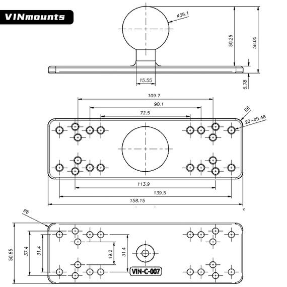 Площадка под голову эхолота VINmounts VIN-C-007 шар 1,5'', фото , изображение 5